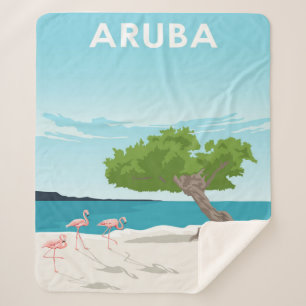 Aruba Island Travel Flamingo Family Flamingo Sherpa Blanket