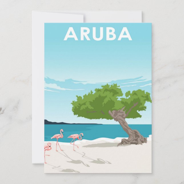 Aruba Island Travel Poster Holiday Card (Front)