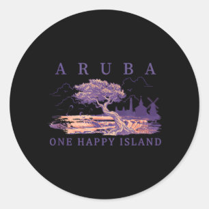 Aruba Kitesurfing Divi Tree Windmill Retro Travel Classic Round Sticker