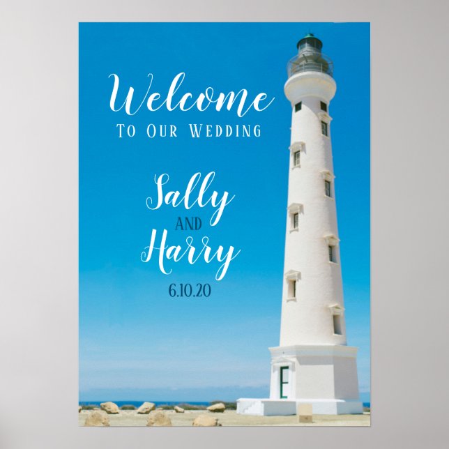 Aruba Lighthouse Destination Wedding Personalised Poster (Front)
