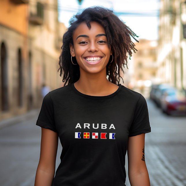 Aruba Maritime Nautical Signal Flags Dark Colour T-Shirt (Creator Uploaded)