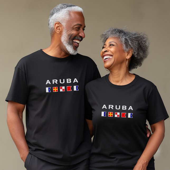 Aruba Maritime Nautical Signal Flags Dark Colour T-Shirt (Creator Uploaded)