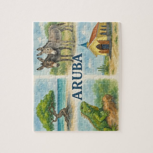Aruba multiview watercolor jigsaw puzzle (Vertical)