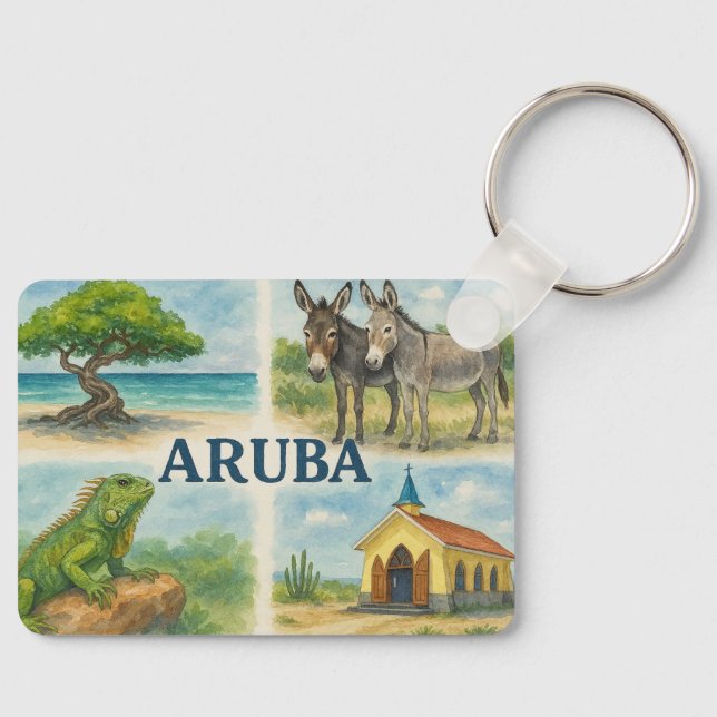 Aruba multiview watercolor key ring (Front)