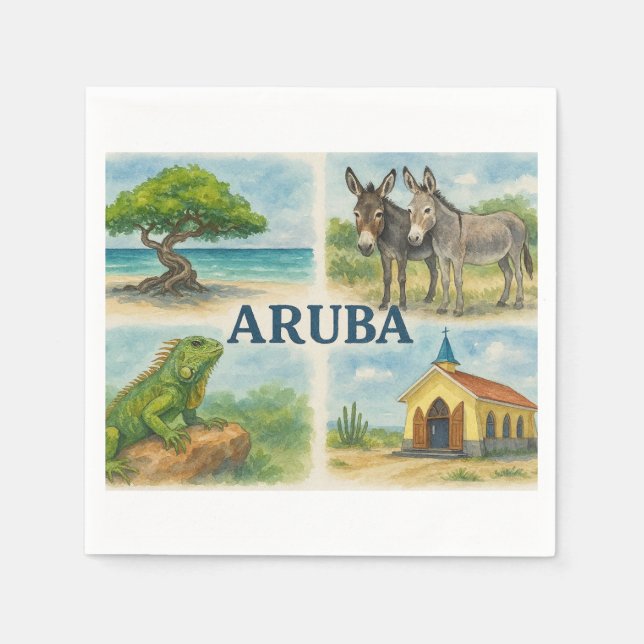 Aruba multiview watercolor napkin (Front)