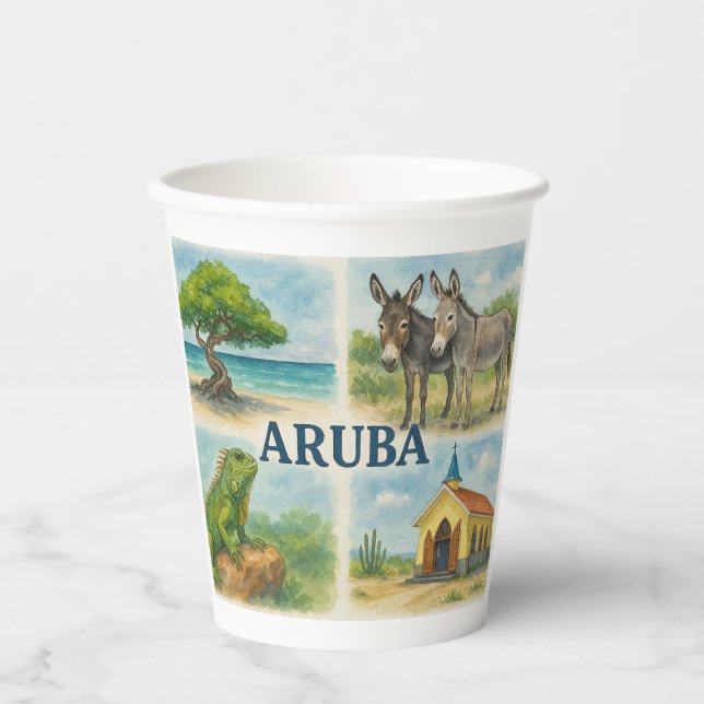 Aruba multiview watercolor paper cups (Front)