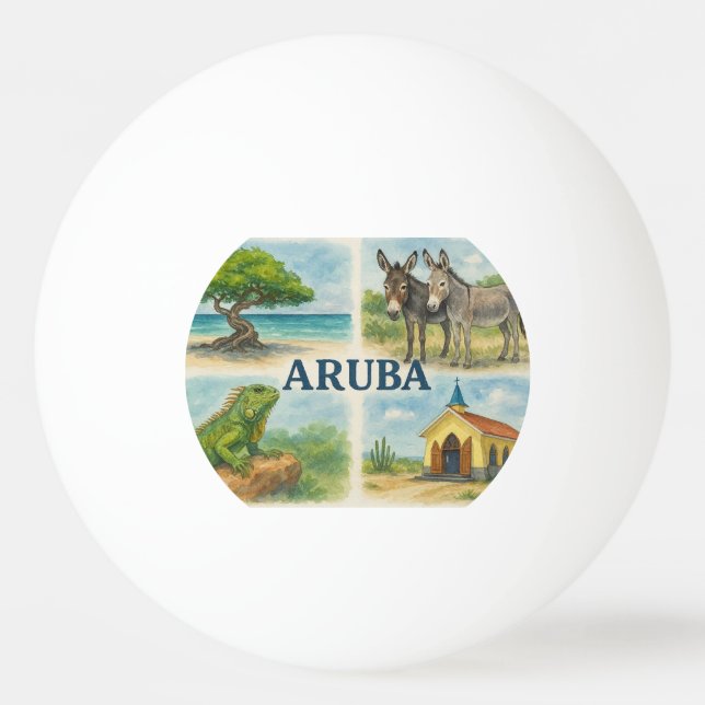Aruba multiview watercolor ping pong ball (Front)
