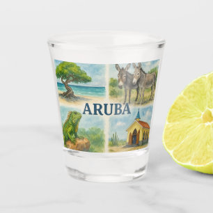 Aruba multiview watercolor shot glass