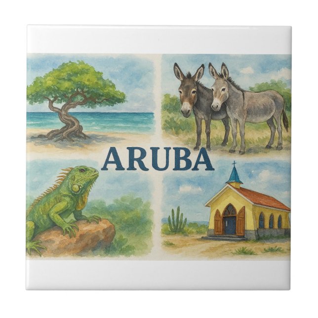 Aruba multiview watercolor tile (Front)