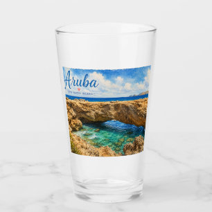 Aruba Natural Bridge rock formation Caribbean  Glass