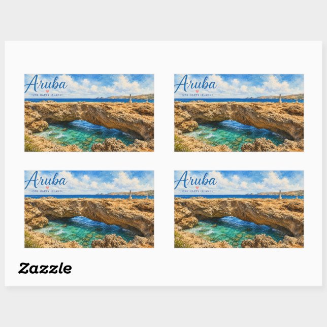Aruba Natural Bridge rock formation Caribbean  Rectangular Sticker (Sheet)