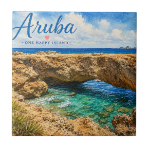 Aruba Natural Bridge rock formation Caribbean  Tile