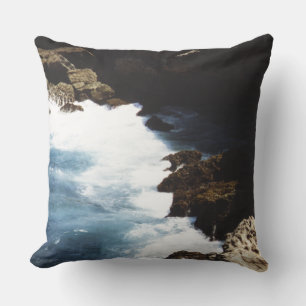Aruba Ocean Crashing On The Rocks Cushion