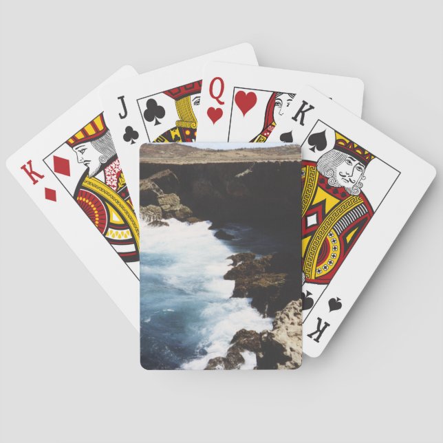 Aruba Ocean Crashing On The Rocks Playing Cards (Back)