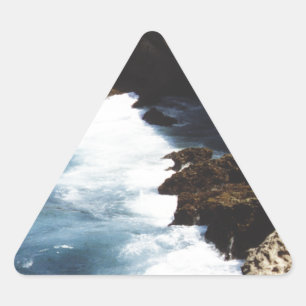 Aruba Ocean Crashing On The Rocks Triangle Sticker