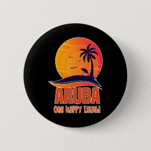 Aruba One Happy Island Beautiful Sunset Beach  6 Cm Round Badge
