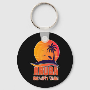Aruba One Happy Island Beautiful Sunset Beach  Key Ring