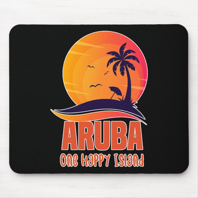 Aruba One Happy Island Beautiful Sunset Beach  Mouse Pad (Front)