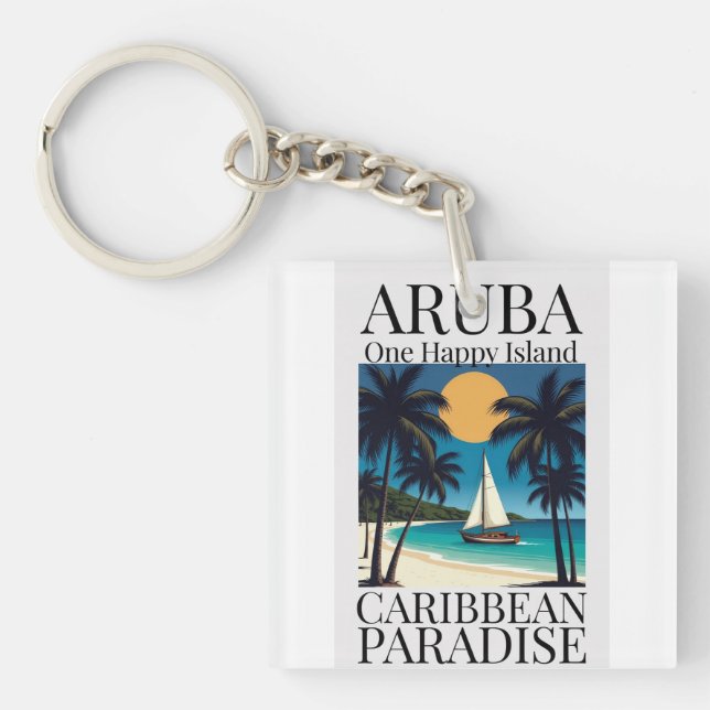 Aruba One Happy Island  Key Ring (Front)
