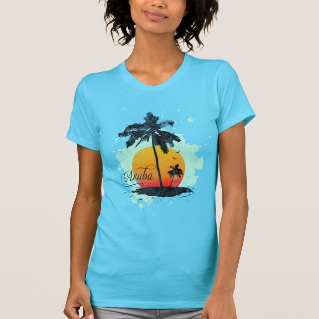 Aruba Palm Tree Silhouette T-Shirt (Front)
