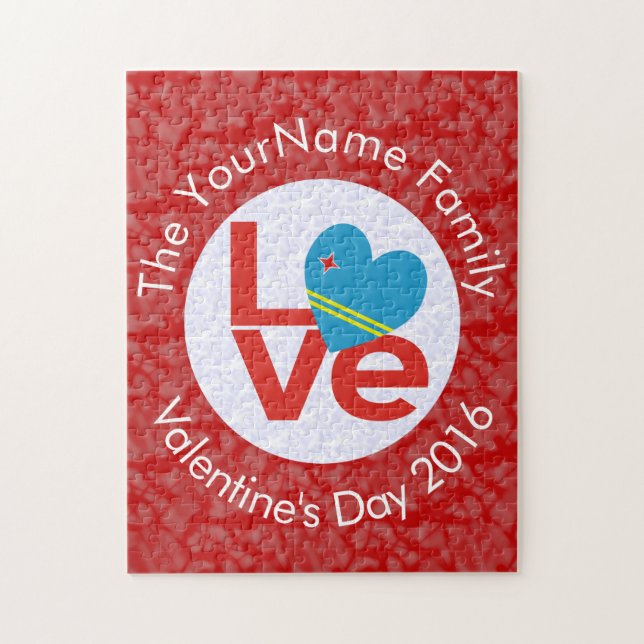 Aruba Red LOVE White Circle Jigsaw Puzzle (Vertical)