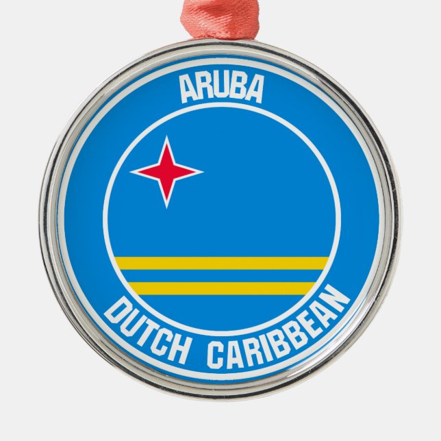 Aruba Round Emblem Metal Tree Decoration (Front)