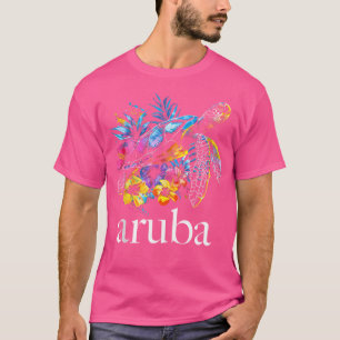 Aruba Sea Turtle Flowers Scuba Diving Surfer Souve T-Shirt