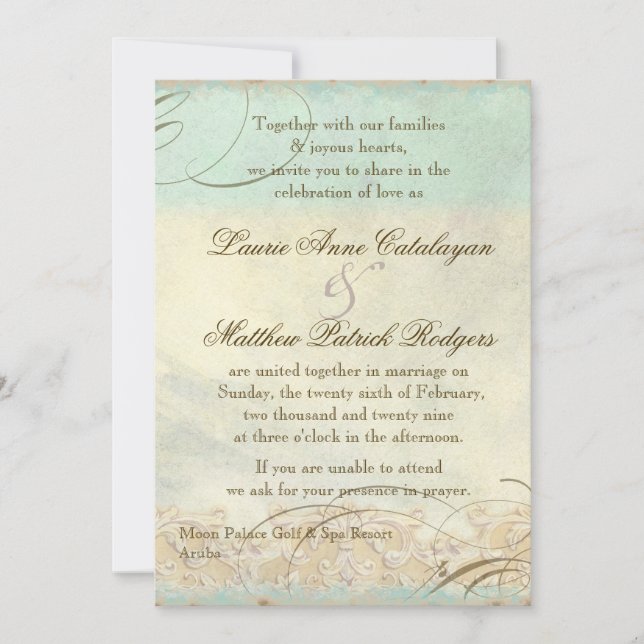 Aruba Sea Turtle Modern Coastal Ocean Beach Invitation (Front)