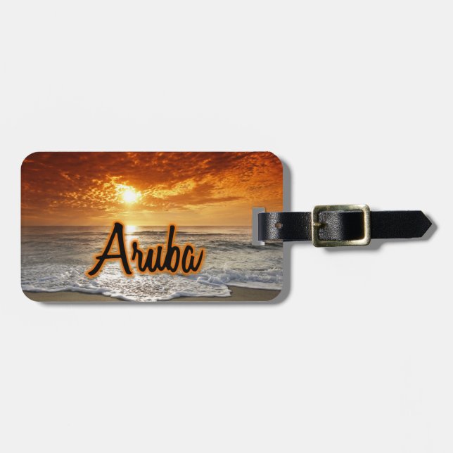 Aruba sunset luggage tag (Front Horizontal)