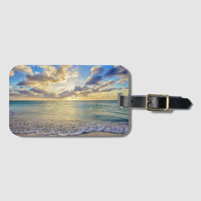 Aruba Sunset over Moving Sea Luggage Tag (Front Horizontal)