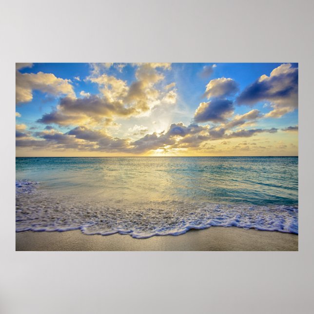 Aruba Sunset over Moving Sea Poster (Front)