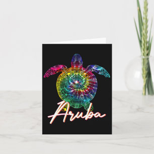Aruba Tie Dye Sea Turtle Matching Family Vacation Card