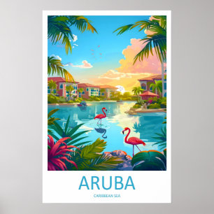 Aruba Travel Poster National Park Ski Vintage