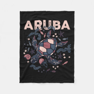Aruba Travel Summer Holiday Aruban Turtle Tropical Fleece Blanket