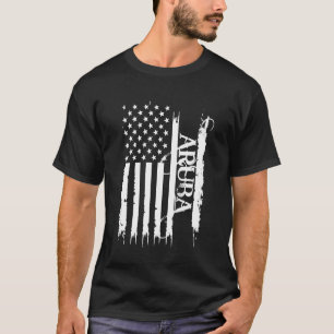 Aruba United States Distressed w US Flag T-Shirt