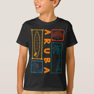 Aruba Vacation Wave Surfing Summer Beach Retro  T-Shirt