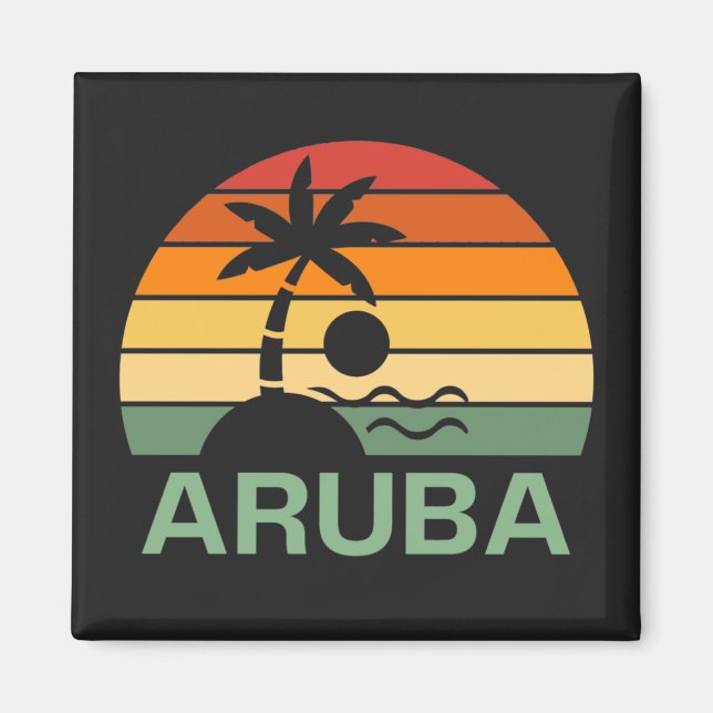 Aruba Vintage Palm Trees Summer Beach Magnet (Front)