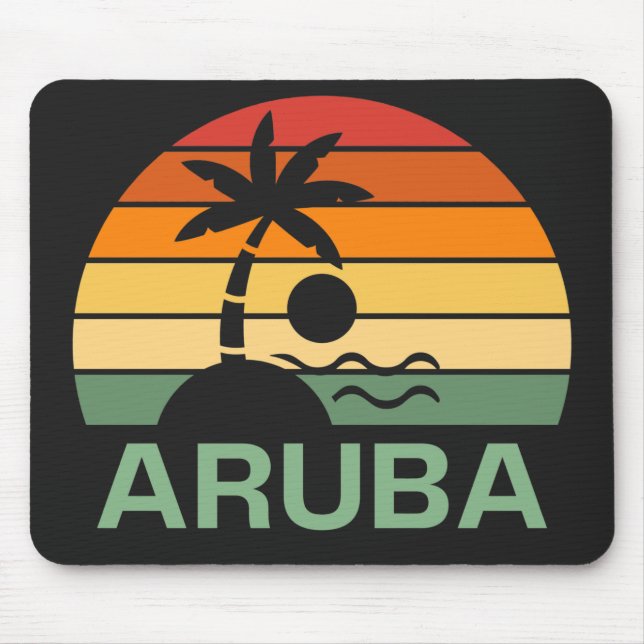 Aruba Vintage Palm Trees Summer Beach Mouse Pad (Front)