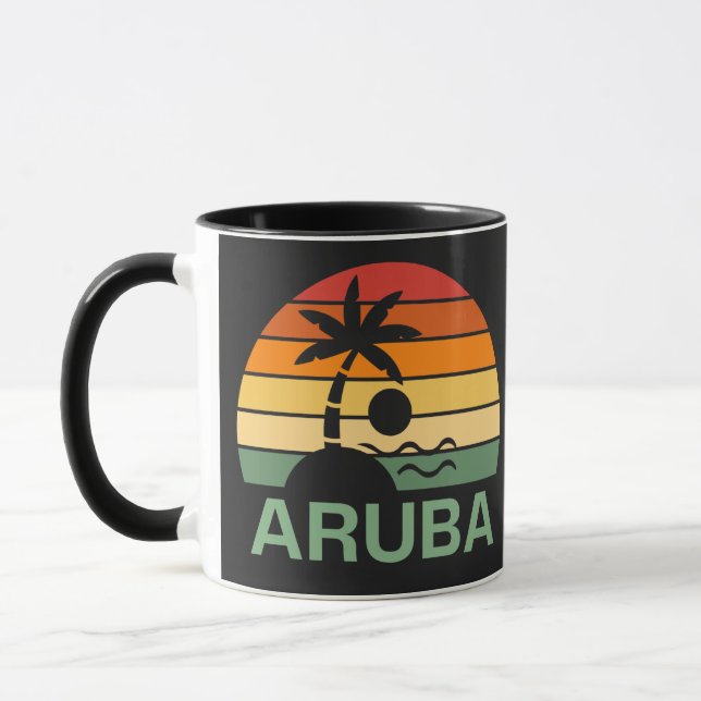 Aruba Vintage Palm Trees Summer Beach Mug (Left)