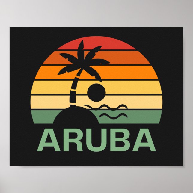 Aruba Vintage Palm Trees Summer Beach Poster (Front)