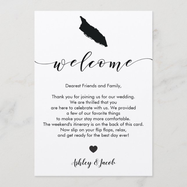 Aruba Wedding Welcome Letter & Itinerary Card (Front)
