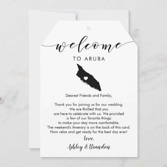 Aruba Wedding Welcome Tag, Letter Itinerary (Front)