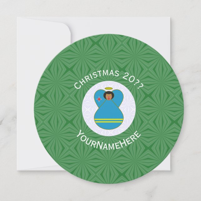 Aruban Angel Christmas Flag Personalised Text  Invitation (Front)
