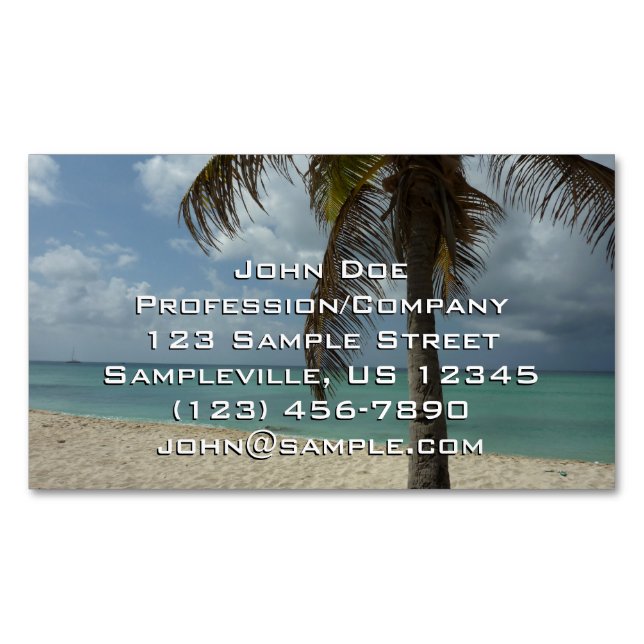 Aruban Beach I Beautiful Nature Scene Magnetic Business Card (Front)