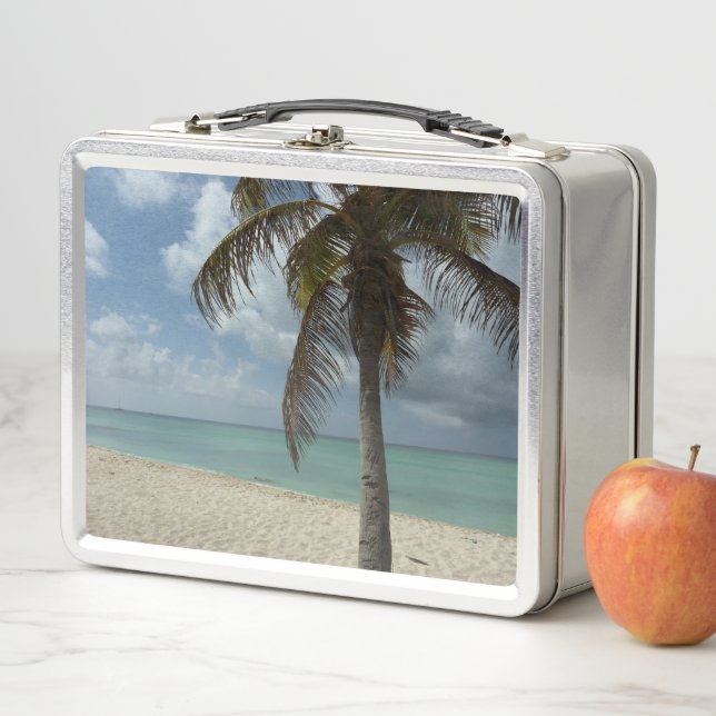 Aruban Beach I Beautiful Nature Scene Metal Lunch Box (In Situ)