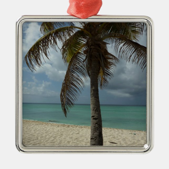 Aruban Beach I Beautiful Nature Scene Metal Tree Decoration (Front)