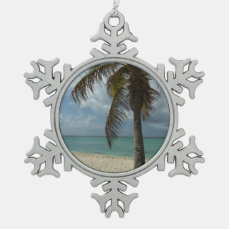 Aruban Beach I Beautiful Nature Scene Snowflake Pewter Christmas Ornament