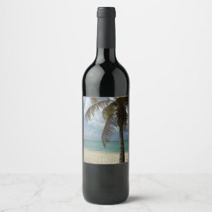 Aruban Beach I Beautiful Nature Scene Wine Label