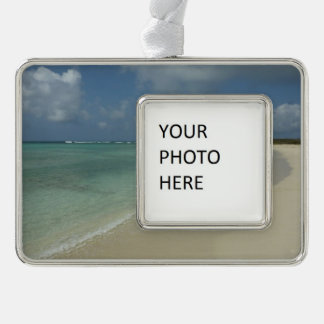 Aruban Beach II Beautiful Nature Scene Silver Plated Framed Ornament