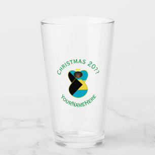 Aruban Black Angel Christmas Flag Personalised Glass